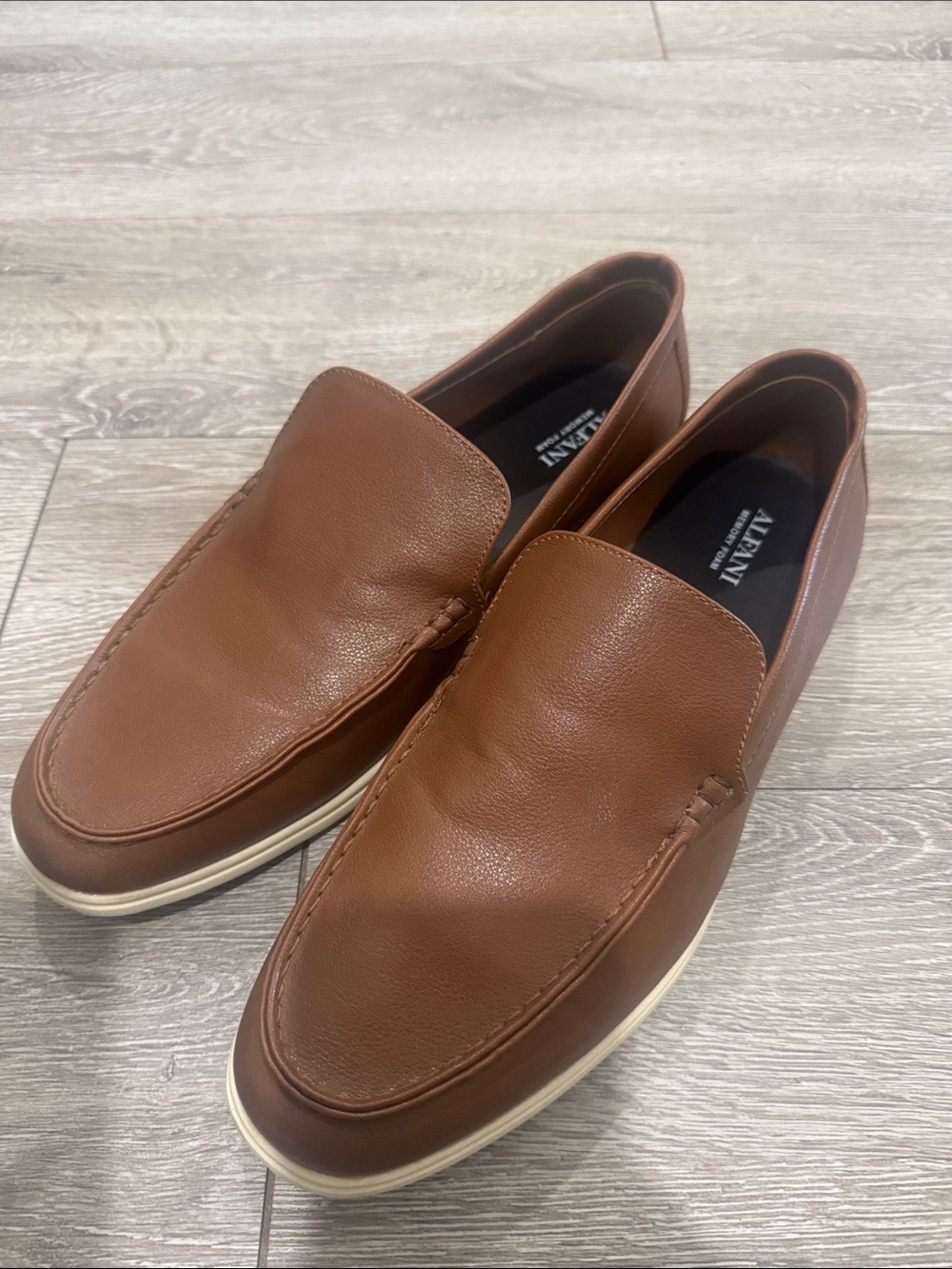 Alfani Brown Leather Slip-On Loafers